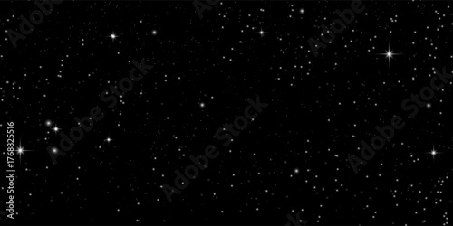 Space stars background. Universe starry pattern with glowing stars. Night sky constellations galaxy. Vector illustration.