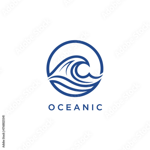 Stylized emblem features a blue wave cresting within a circular border, with the word "OCEANIC" below