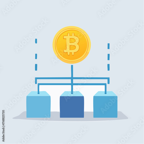 Bitcoin Network Illustration with Cubes and Connections.