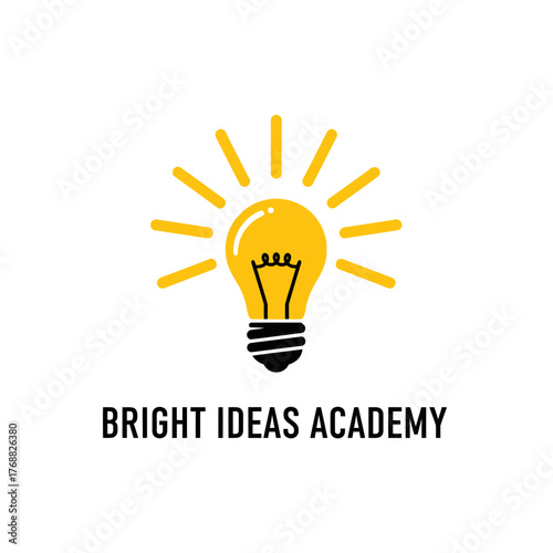 A radiant illustration of an illuminated light bulb with beams emitting, beneath text on white backdrop