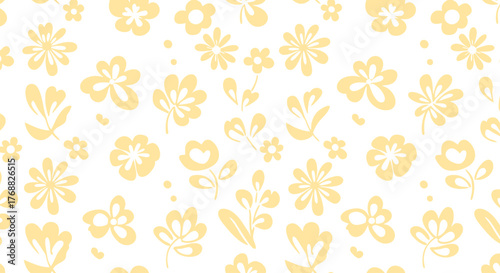 floral pattern design displaying retro blooms on a white backdrop ideal for scrapbooking paper conveying freshness and a vintage aesthetic.