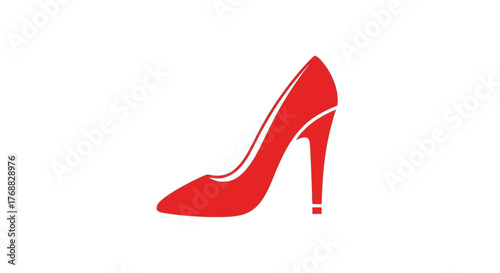 A red highheeled shoe with a white outline isolated on a white background
