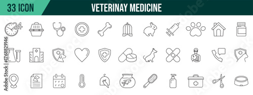 Veterinary medicine collection, editable and resizable vector icon templates.