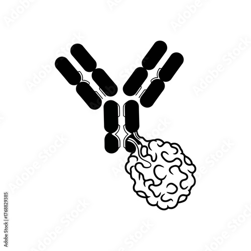 Illustration of an antibody structure engaging with an antigen, depicting immune response dynamics