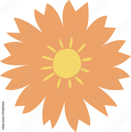 満開のオレンジ色の花のイラスト