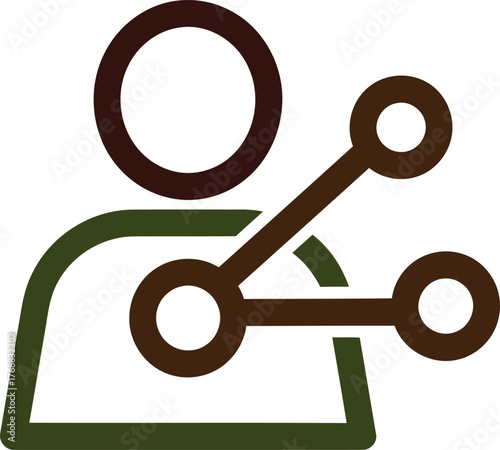 Connected person icon design representing networking collaboration and technology use