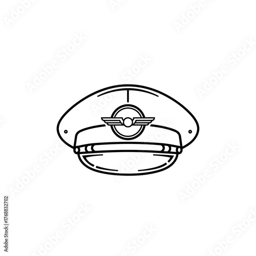 Pilot Cap Icon – Aviation Uniform Hat Vector Illustration
