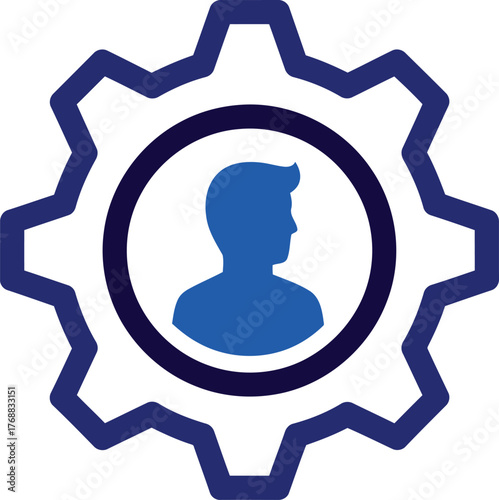 User Profile Settings Icon - Blue Gear Design and Management Tool