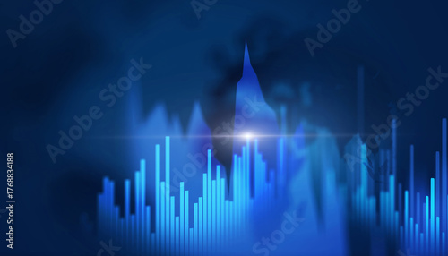 Digital stock chart background, business and technology world concept.
