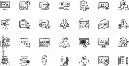 Project Management Icons: Planning, Tasks, Teamwork, and Workflow Symbols