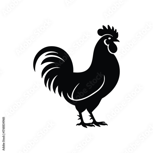 Rooster Silhouette, Black Rooster or Cockerel Icon, Farm Animal Logo Design (Rooster) , Rooster , vector, illustration