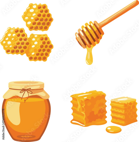 jar of honey and honeycomb