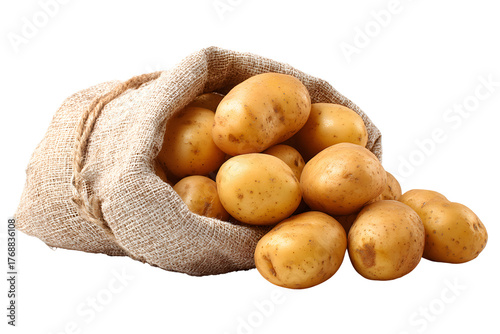 Photo of a bag full of potatoes on a transparent background