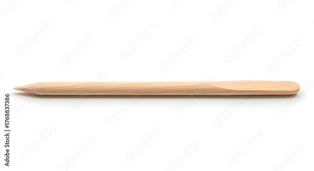 Obraz premium Single wooden orange stick manicure tool isolated on clean white background