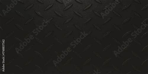 A seamless black leather texture pattern with a metallic diamond design for an industrial wallpaper backdrop