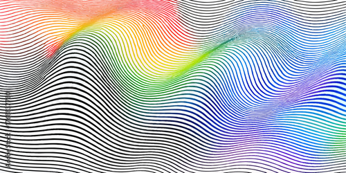 An abstract colorful rainbow vector pattern with optical lines and a light wave design for digital art wallpaper