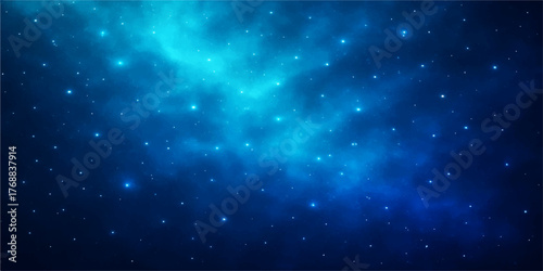 Abstract deep blue sky with starry light and dark nebula in the outer space galaxy