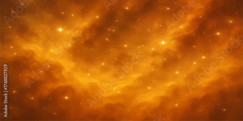 Dark blue abstract space background with glowing stars and a nebula creating a galaxy of light