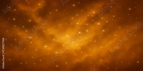 Abstract blue night sky with glowing stars and particles forming a dark galaxy universe background