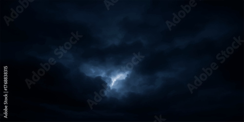 Dramatic lightning strikes across the dark blue sky in a summer storm clouds time lapse