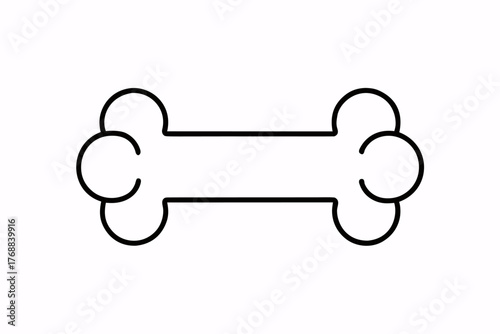 Minimalist Bone Outline Vector Icon: Halloween, Pirate, Death Symbol