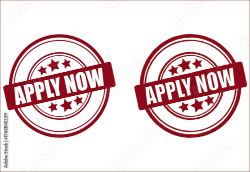 Apply Now Round Rubber Stamp Vector Set