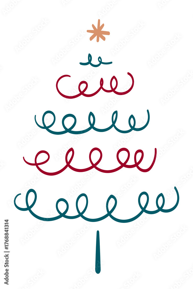 Obraz premium Christmas tree sticker png transparent, cute doodle clipart in green