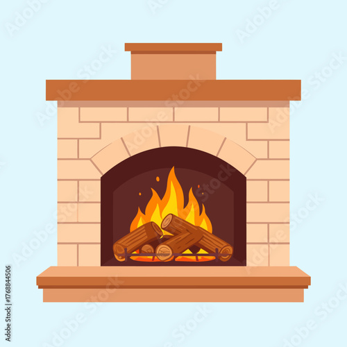 Cozy Winter Fireplace A Warm Embrace for Cold Days and Nights, Fire Burning Bright