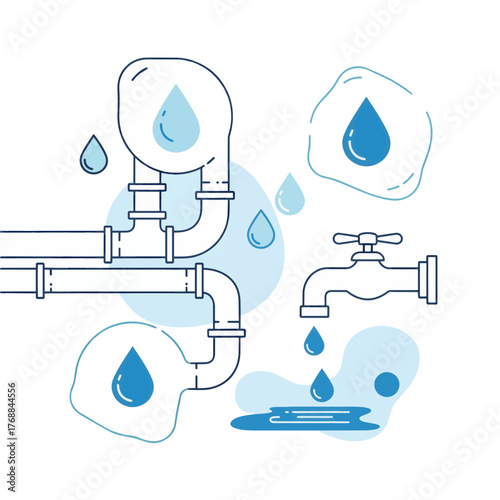 Leaky Pipes and Faucet with Dripping Water Plumbing Problems and Water Conservation