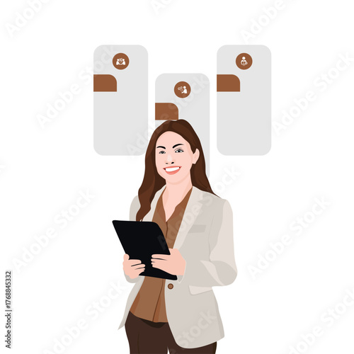 Leadership and Business Growth Concept Illustration Vector flat person illustration. Business Concept illustrations