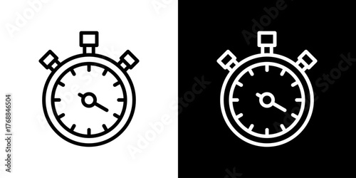 Stopwatch  Icon Set. Clean Line Design With Light And Dark Versions For Versatile Use. 