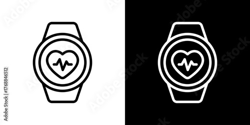 Smartwatch  Icon Set. Clean Line Design With Light And Dark Versions For Versatile Use. 