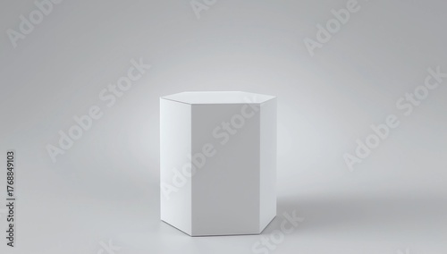 Wallpaper Mural Blank White Cardboard Hexagon Packaging Box, Mock Up Template On Isolated White Background, 3D Illustration Torontodigital.ca