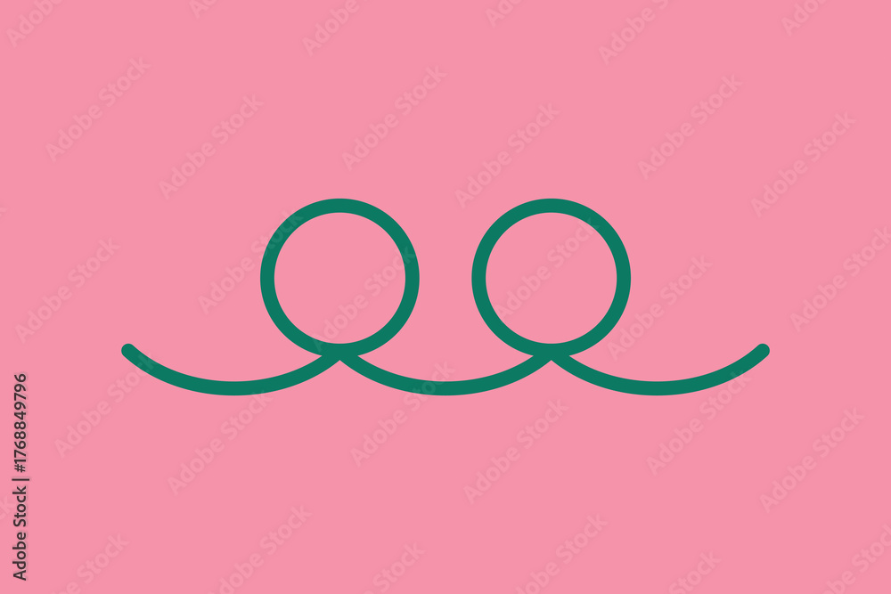 Obraz premium Green squiggle bow abstract geometric flat illustration vector