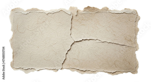 Torn paper with sand texture isolated on transparent background