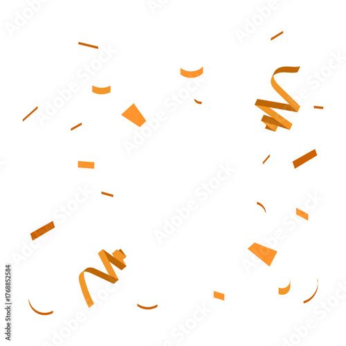 Vibrant orange confetti bursts across a clean white backdrop, symbolizing joy and celebration, perfect for festive event designs and lively party announcements