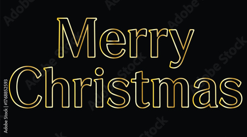 Merry christmas card with golden glitter lettering. Hand drawn text, calligraphy for your design. Vector illustration.