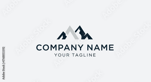 Minimalist Mountain Logo Design with Geometric Peaks and Clean Typography.