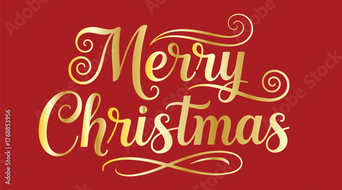 Merry Christmas text. Xmas calligraphic inscription. Christmas handwritten lettering. Xmas text isolated on white for postcard, poster, banner design element. 