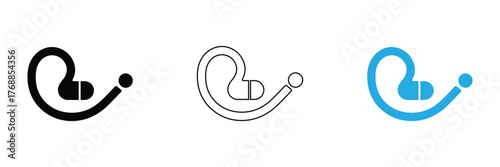Ear vector icon, hearing symbol. Simple, flat design for web or mobile app,Hearing aid set provides accessible audio solutions today,Active listening vector icon illustration.editable stroke