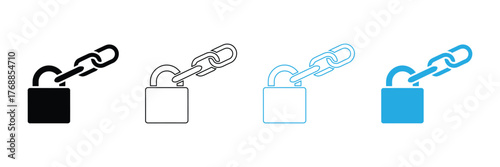 Lock and chain for security, protection and safety design,Chain Lock Icon Pad Lock Steel Metal Keyhole Padlock Black White Silhouette Symbol Icon