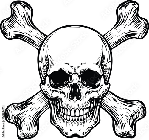Skull and crossbones drawing engraving art design