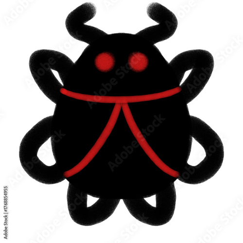 Black and Red Insect Vector, Stylized Bug Illustration, Simple Abstract Beetle Symbol Design