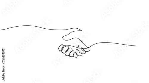 Continuous line drawing of a handshake