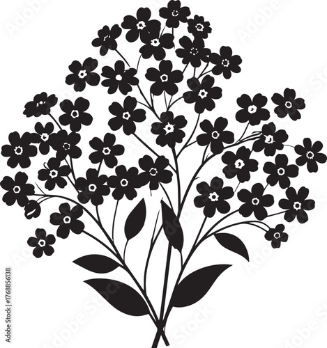  Elegant Forget Me Not Silhouette Vector Illustration