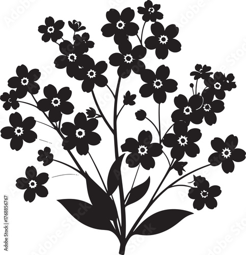 Elegant Forget Me Not Silhouette Vector Illustration
