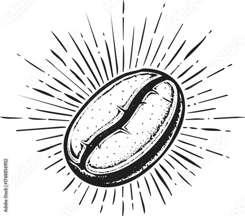 Coffee bean with sunburst, perfect for branding your coffee business