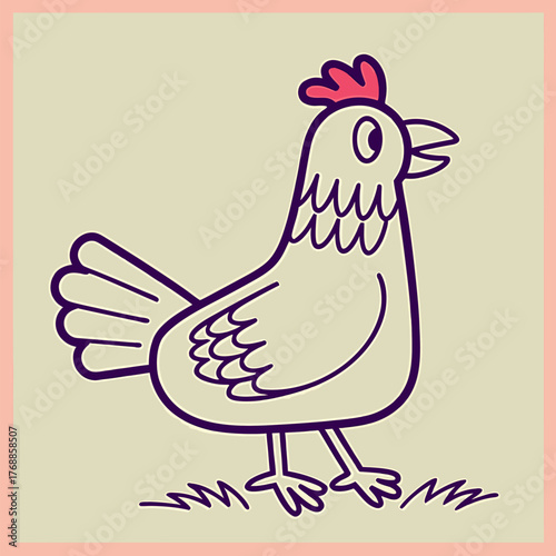 Charming Cartoon Hen Illustration for Farm and Easter Themes