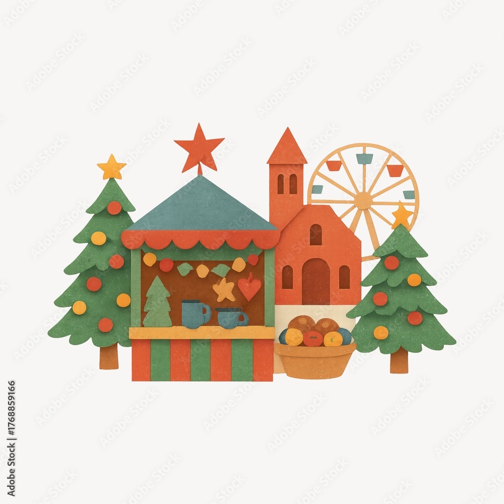 Fototapeta premium Festive market scene illustration