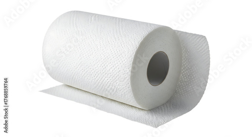 White Paper Towel Roll with Textured Surface and Cardboard Core isolated on a transparent background